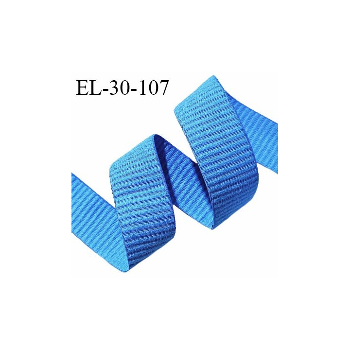 Elastique lingerie 28 mm couleur bleu haut de gamme très doux au toucher largeur 28 mm allongement +100% prix au mètre