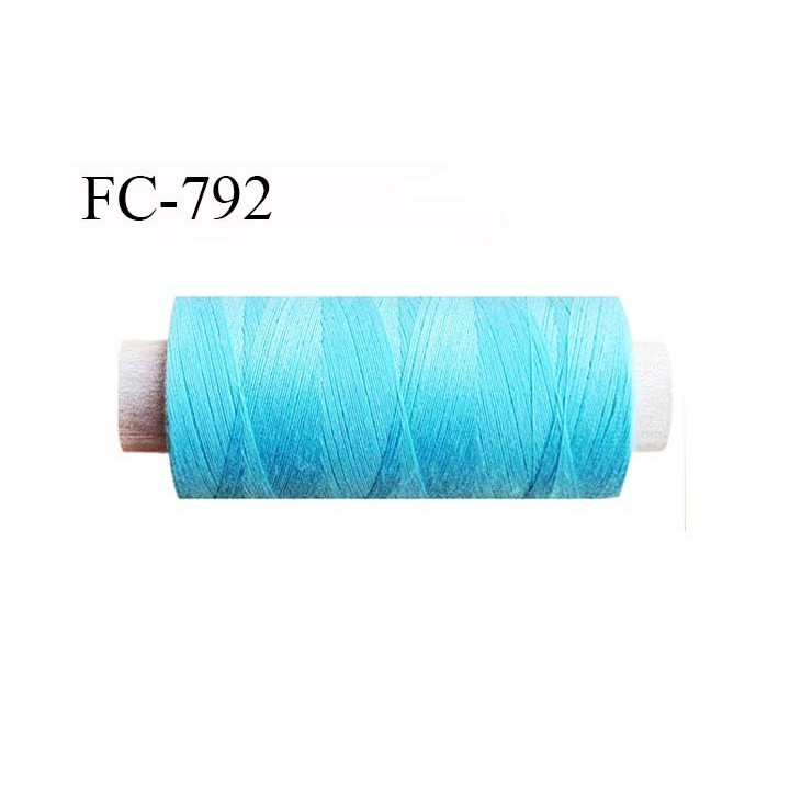 Bobine 1000 m fil Polyester n° 120 couleur bleu turquoise 1000 mètres fil européen bobiné en Europe ou France certifié oeko tex