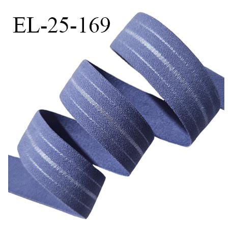 Elastique lingerie 25 mm couleur bleu doux au toucher largeur 25 mm allongement +40% prix au mètre