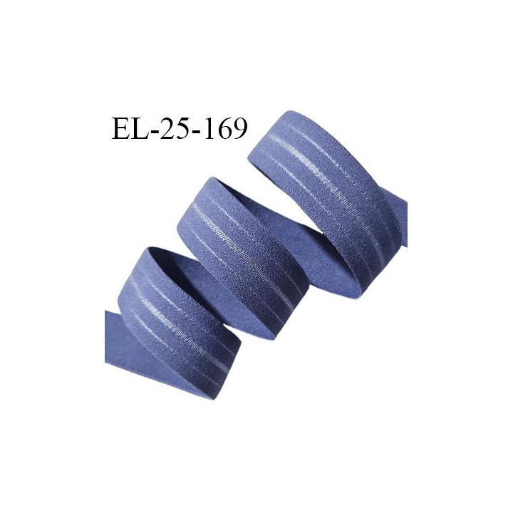 Elastique lingerie 25 mm couleur bleu doux au toucher largeur 25 mm allongement +40% prix au mètre