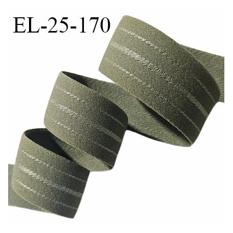 Elastique lingerie 25 mm couleur vert kaki doux au toucher largeur 25 mm allongement +40% prix au mètre