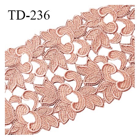 Dentelle broderie 11 cm haut de gamme largeur 11 cm couleur terracotta clair prix pour un mètre