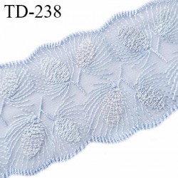 Dentelle broderie 8 cm haut de gamme largeur 8 cm couleur bleu prix pour un mètre