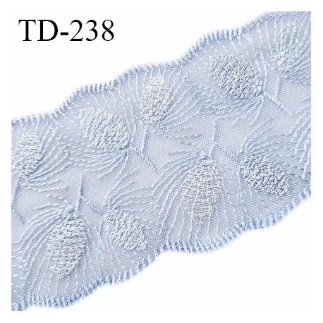 Dentelle broderie 8 cm haut de gamme largeur 8 cm couleur bleu prix pour un mètre