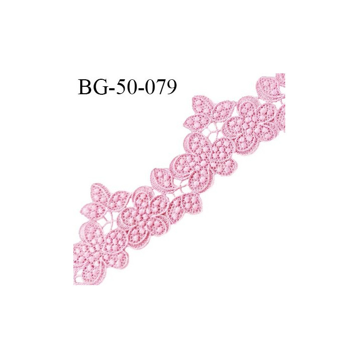 Galon guipure dentelle 50 mm haut de gamme couleur rose largeur 50 mm prix au mètre