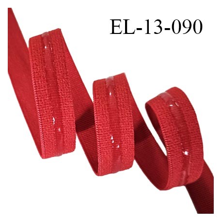 Elastique 13 mm anti-glisse haut de gamme couleur rouge largeur 13 mm largeur de la bande anti glisse 4 mm prix au mètre