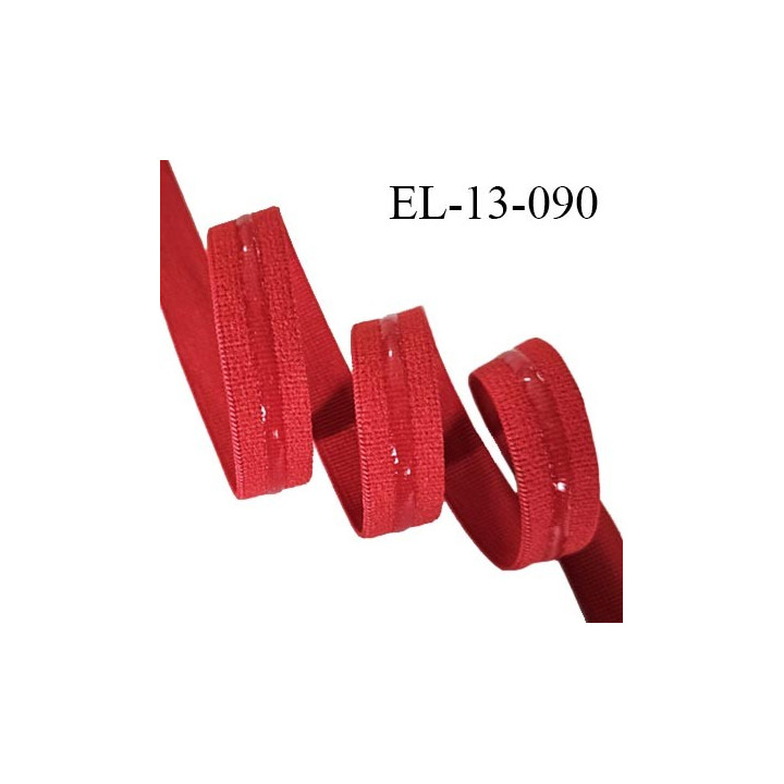 Elastique 13 mm anti-glisse haut de gamme couleur rouge largeur 13 mm largeur de la bande anti glisse 4 mm prix au mètre