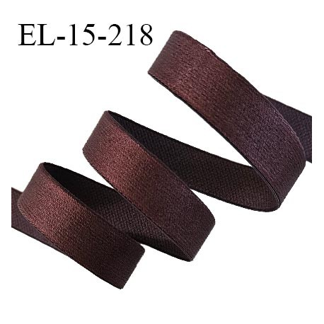 Elastique lingerie 15 mm haut de gamme couleur marron brillant largeur 15 mm très doux au toucher allongement +40% prix au mètre