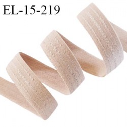 Elastique lingerie 15 mm haut de gamme couleur chair clair largeur 15 mm très doux au toucher allongement +60% prix au mètre