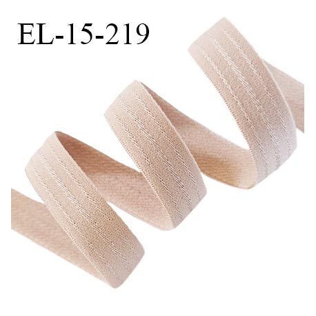 Elastique lingerie 15 mm haut de gamme couleur chair clair largeur 15 mm très doux au toucher allongement +60% prix au mètre