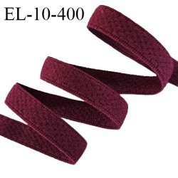 Elastique lingerie 10 mm haut de gamme couleur bordeaux largeur 10 mm très doux au toucher allongement +130% prix au mètre