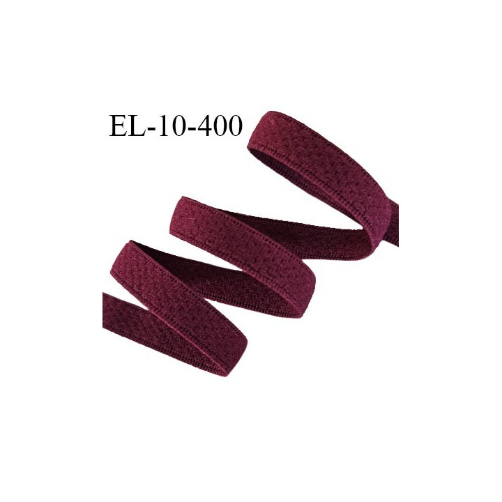 Elastique lingerie 10 mm haut de gamme couleur bordeaux largeur 10 mm très doux au toucher allongement +130% prix au mètre