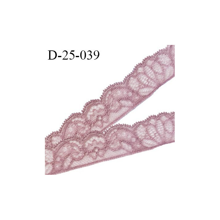 Dentelle extensible 25 mm haut de gamme couleur bois de rose très doux au toucher largeur 25 mm prix au mètre