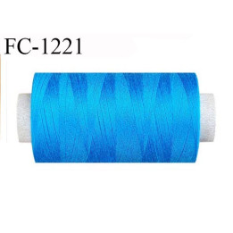 Bobine 1000 m fil polyester fil n°80 couleur bleu lumineux longueur du cone 1000 mètres bobiné en France certifié oeko tex