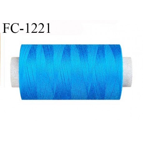 Bobine 1000 m fil polyester fil n°80 couleur bleu lumineux longueur du cone 1000 mètres bobiné en France certifié oeko tex