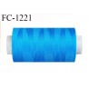 Bobine 1000 m fil polyester fil n°80 couleur bleu lumineux longueur du cone 1000 mètres bobiné en France certifié oeko tex