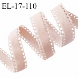 Elastique picot 16 mm lingerie fabriqué en France couleur rose poudré largeur 17 mm prix au mètre