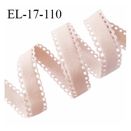 Elastique picot 16 mm lingerie fabriqué en France couleur rose poudré largeur 17 mm prix au mètre