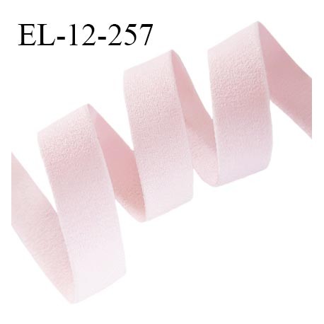 Elastique 12 mm lingerie couleur rose pétale très doux au toucher style velours largeur 12 mm prix au mètre
