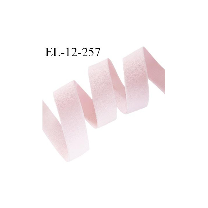 Elastique 12 mm lingerie couleur rose pétale très doux au toucher style velours largeur 12 mm prix au mètre