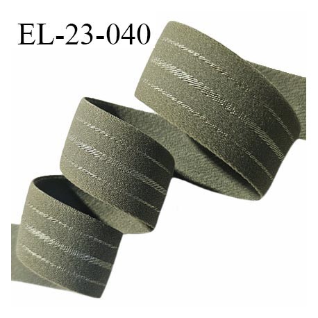 Elastique lingerie 22 mm couleur vert kaki doux au toucher largeur 22 mm allongement +40% prix au mètre