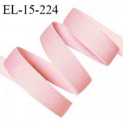 Elastique lingerie 15 mm haut de gamme couleur rose brillant largeur 15 mm très doux au toucher allongement +40% prix au mètre