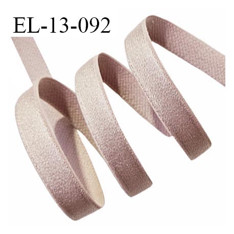 Elastique 13 mm lingerie couleur brume rosée brillant allongement +60% largeur 13 mm prix au mètre
