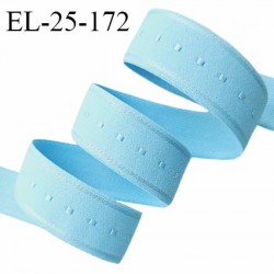 Elastique lingerie 25 mm couleur bleu doux au toucher largeur 25 mm allongement +40% prix au mètre
