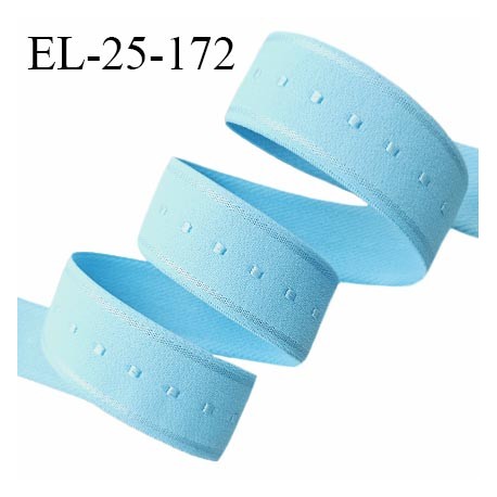 Elastique lingerie 25 mm couleur bleu doux au toucher largeur 25 mm allongement +40% prix au mètre