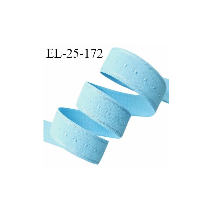 Elastique lingerie 25 mm couleur bleu doux au toucher largeur 25 mm allongement +40% prix au mètre