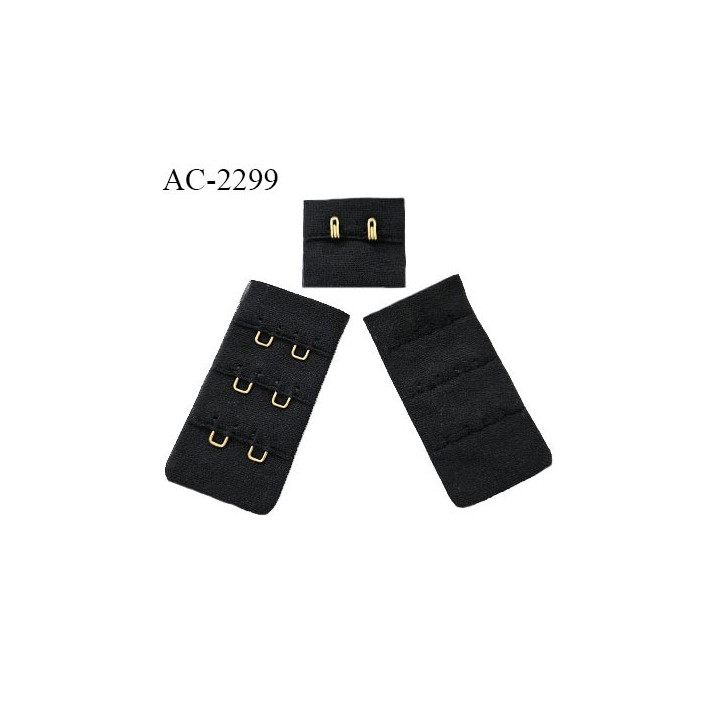 Agrafe 30 mm attache SG haut de gamme couleur noir 3 rangées 2 crochets couleur doré très doux au toucher prix au mètre