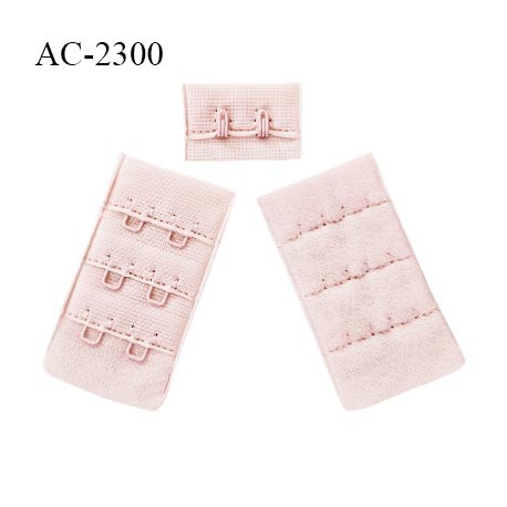 Agrafe 30 mm attache SG haut de gamme couleur rose pâle 3 rangées 2 crochets prix au mètre