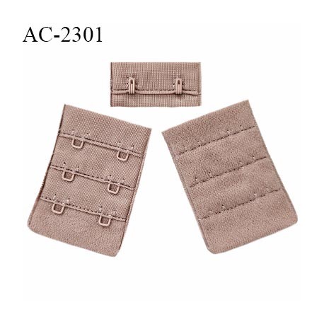 Agrafe 38 mm attache SG haut de gamme couleur chocolat au lait 3 rangées 2 crochets largeur 38 mm hauteur 55 mm prix à la pièce