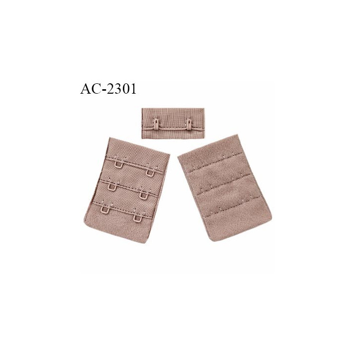 Agrafe 38 mm attache SG haut de gamme couleur chocolat au lait 3 rangées 2 crochets largeur 38 mm hauteur 55 mm prix à la pièce