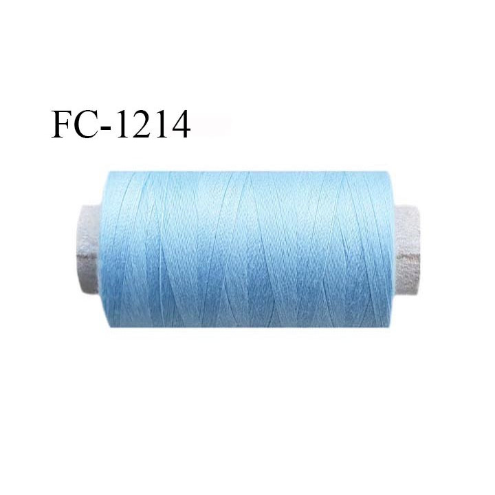 Bobine 1000 m fil polyester fil n°80 couleur bleu ciel longueur du cone 1000 mètres bobiné en France certifié oeko tex