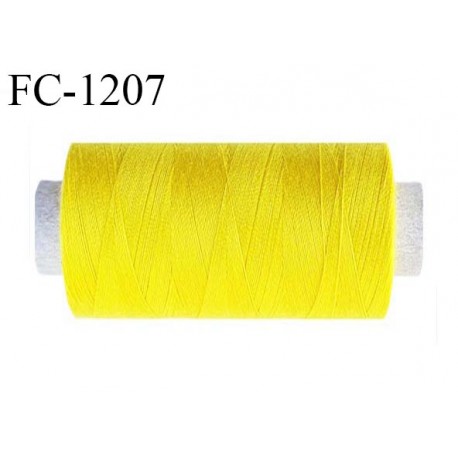 Bobine 1000 m fil polyester fil n°80 couleur jaune citron longueur du cone 1000 mètres bobiné en France certifié oeko tex