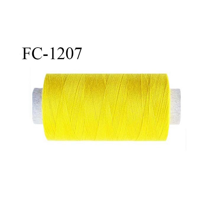 Bobine 1000 m fil polyester fil n°80 couleur jaune citron longueur du cone 1000 mètres bobiné en France certifié oeko tex