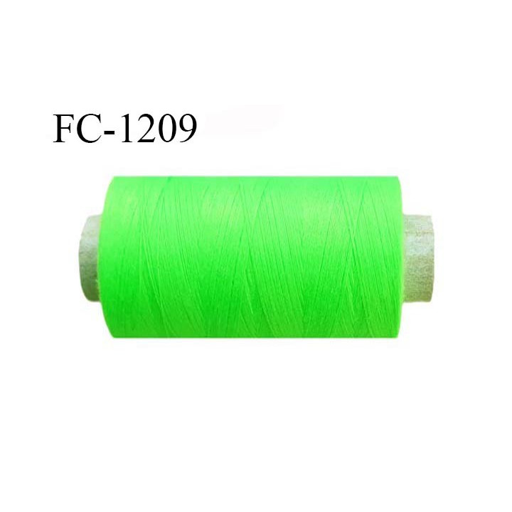 Bobine 1000 m fil polyester fil n°80 couleur vert fluo longueur du cone 1000 mètres bobiné en France certifié oeko tex