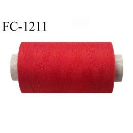 Bobine 1000 m fil polyester fil n°80 couleur rouge longueur du cone 1000 mètres bobiné en France certifié oeko tex