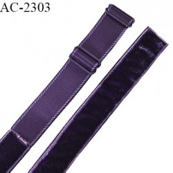Bretelle lingerie SG 25 mm très haut de gamme avec 2 barrettes et aspect velours couleur violet prix à la pièce