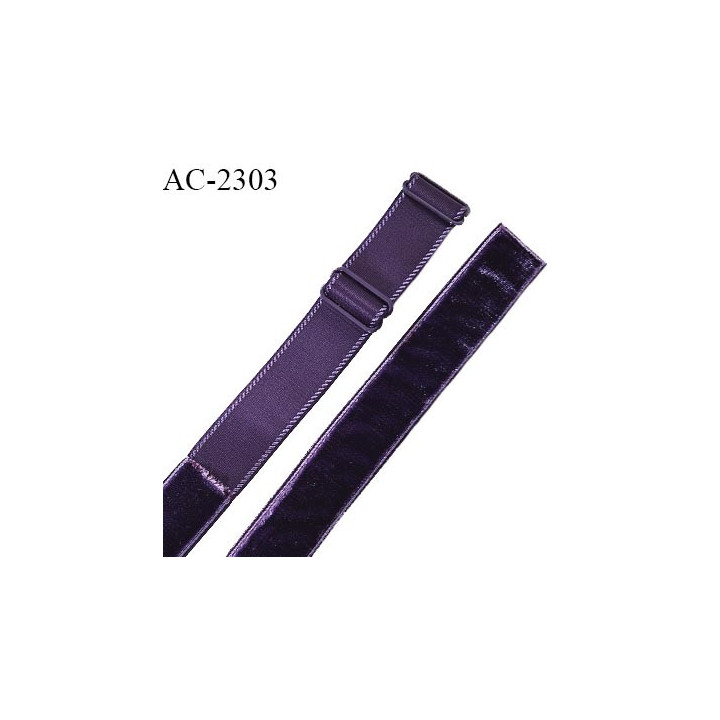 Bretelle lingerie SG 25 mm très haut de gamme avec 2 barrettes et aspect velours couleur violet prix à la pièce