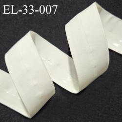 Elastique lingerie 32 mm pré plié anti glisse et boutonnière couleur écru nacre largeur 32 mm prix au mètre