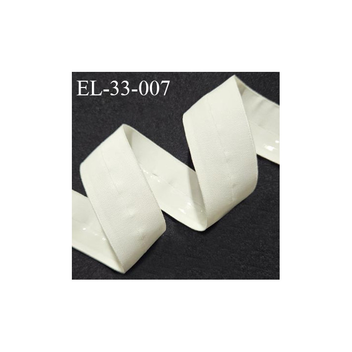 Elastique lingerie 32 mm anti glisse et boutonnière couleur écru nacre largeur 32 mm avec une bande anti glisse prix au mètre