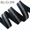 Elastique 12 mm lingerie couleur noir avec bande lurex argentée au centre largeur 12 mm prix au mètre