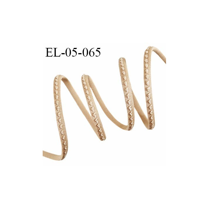 Elastique 5 mm lingerie haut de gamme fabriqué en France couleur chair dorée satiné avec surpiqures prix au mètre