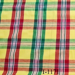 Tissu Madras 100% coton couleur jaune rouge vert largeur 160 cm prix pour 10 cm de longueur