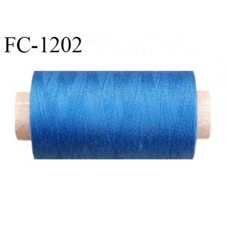 Bobine 1000 m fil polyester fil n°80 couleur bleu longueur du cone 1000 mètres bobiné en France certifié oeko tex