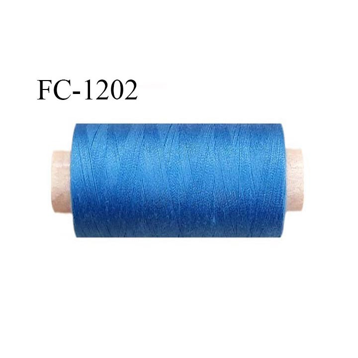 Bobine 1000 m fil polyester fil n°80 couleur bleu longueur du cone 1000 mètres bobiné en France certifié oeko tex