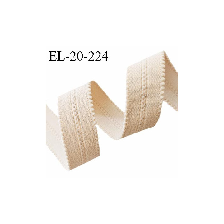 Elastique lingerie 20 mm couleur chair clair ou nude avec picots de chaque côté doux au toucher prix au mètre