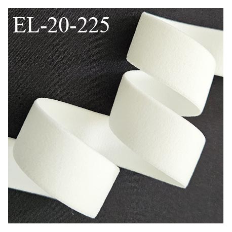 Elastique lingerie 20 mm couleur blanc très doux au toucher style velours largeur 20 mm allongement +70% prix au mètre